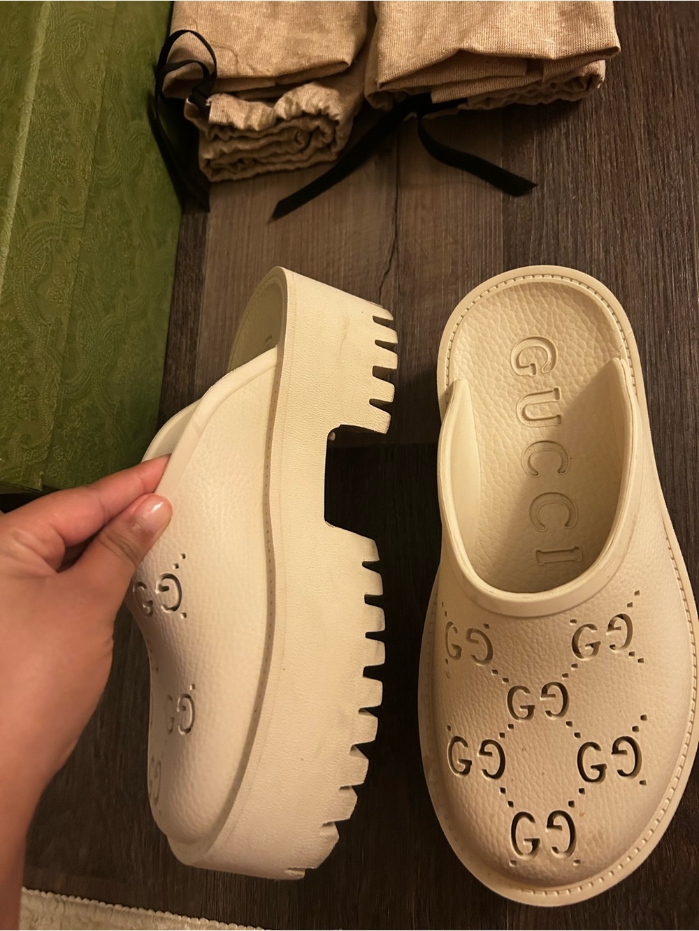 Gucci Cream Double-G Platform Clog - Picture 5 of 6